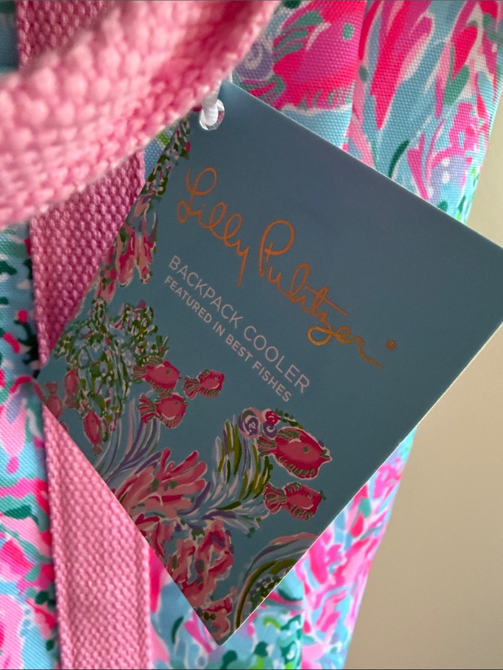 Lilly Pulitzer Pink & Aqua Floral Canvas backpack cooler - Picture 2 of 6